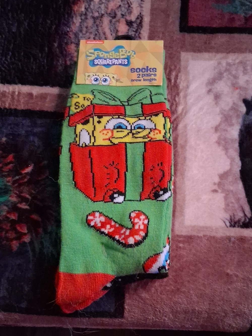 Nickelodeon SpongeBob Green Red Crew Socks - 2 Pairs